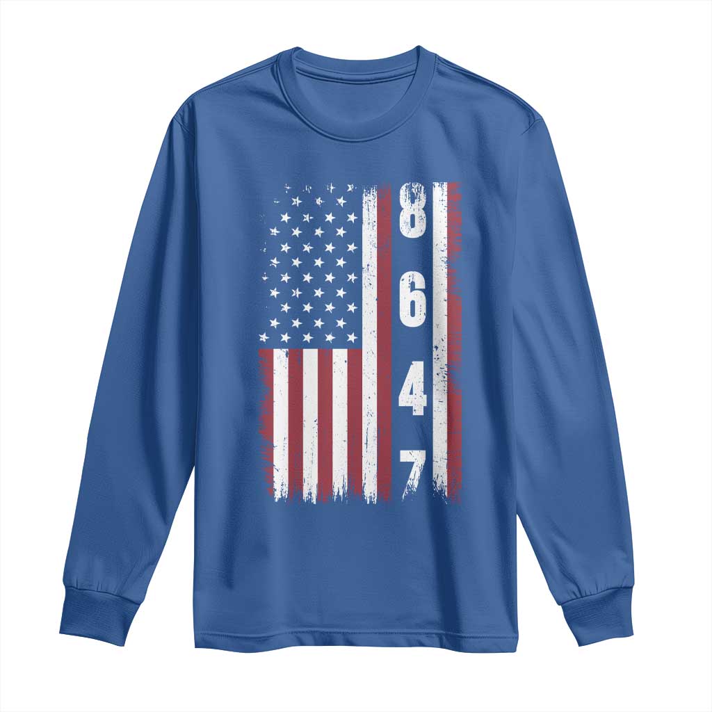 8647 Vintage US Flag Long Sleeve Shirt Political Expression Apparel For Democrats