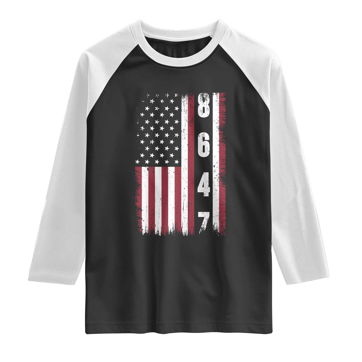 8647 Vintage US Flag Raglan Shirt Political Expression Apparel For Democrats