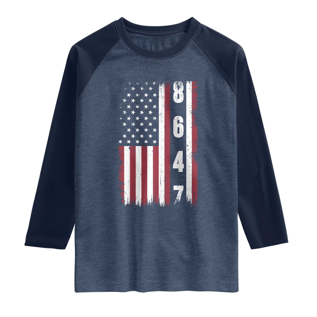 8647 Vintage US Flag Raglan Shirt Political Expression Apparel For Democrats