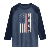 8647 Vintage US Flag Raglan Shirt Political Expression Apparel For Democrats