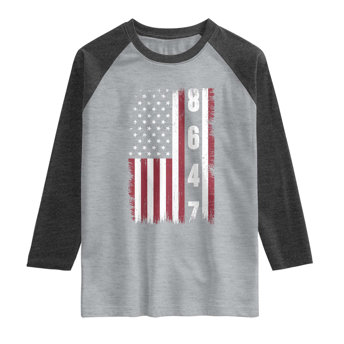 8647 Vintage US Flag Raglan Shirt Political Expression Apparel For Democrats