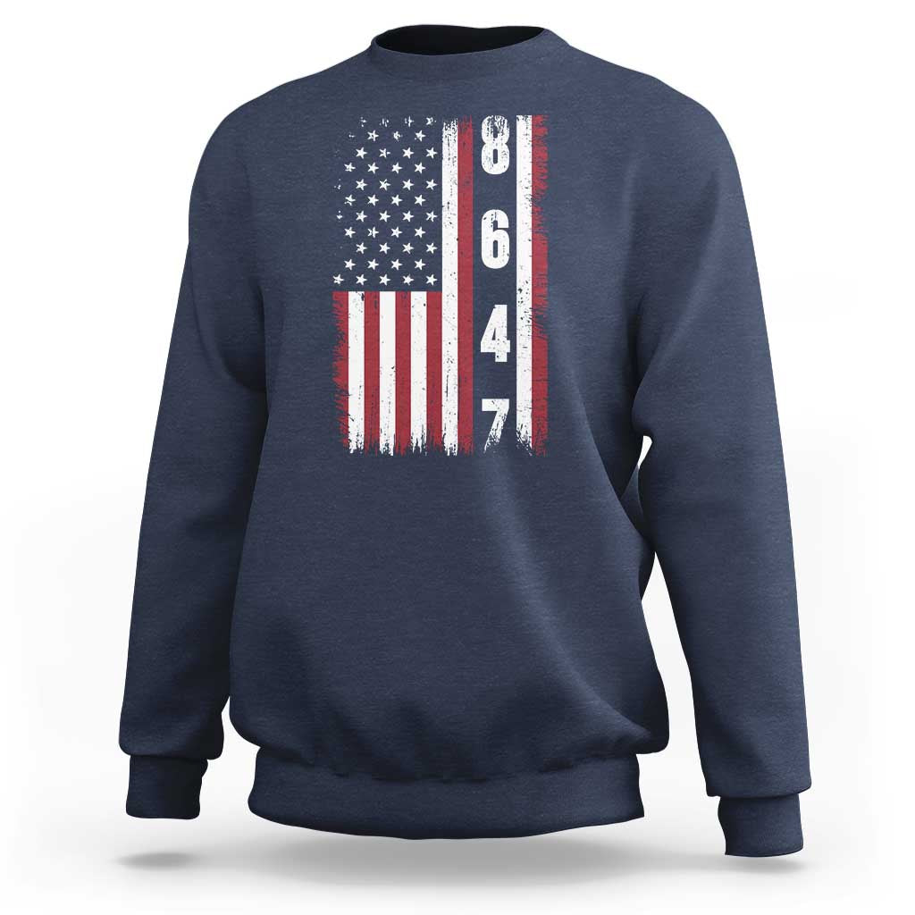 8647 Vintage US Flag Sweatshirt Political Expression Apparel For Democrats