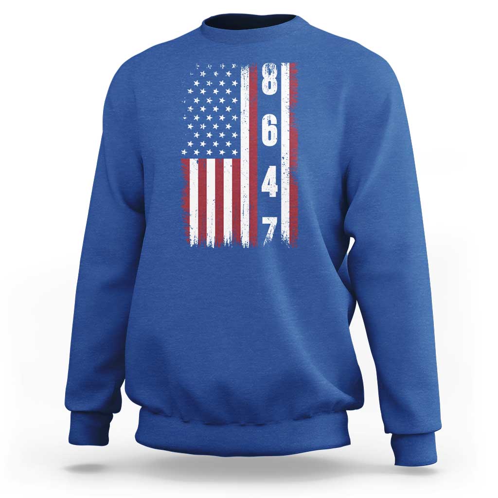 8647 Vintage US Flag Sweatshirt Political Expression Apparel For Democrats