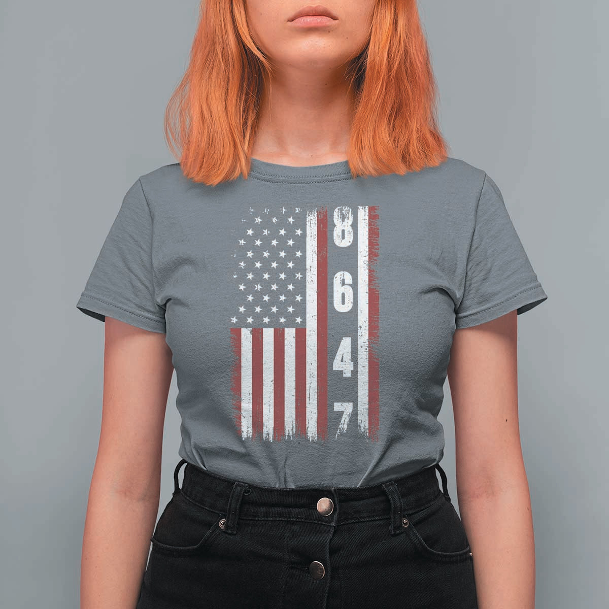 8647 Vintage US Flag T Shirt For Women Political Expression Apparel For Democrats
