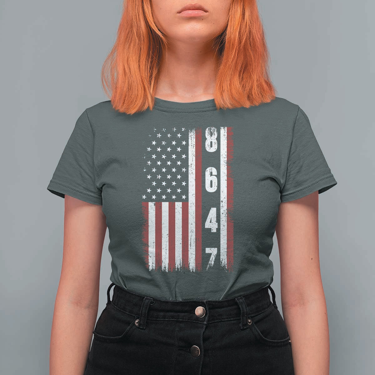 8647 Vintage US Flag T Shirt For Women Political Expression Apparel For Democrats