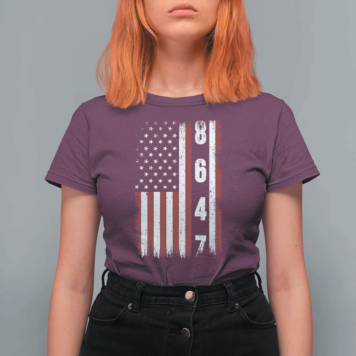 8647 Vintage US Flag T Shirt For Women Political Expression Apparel For Democrats