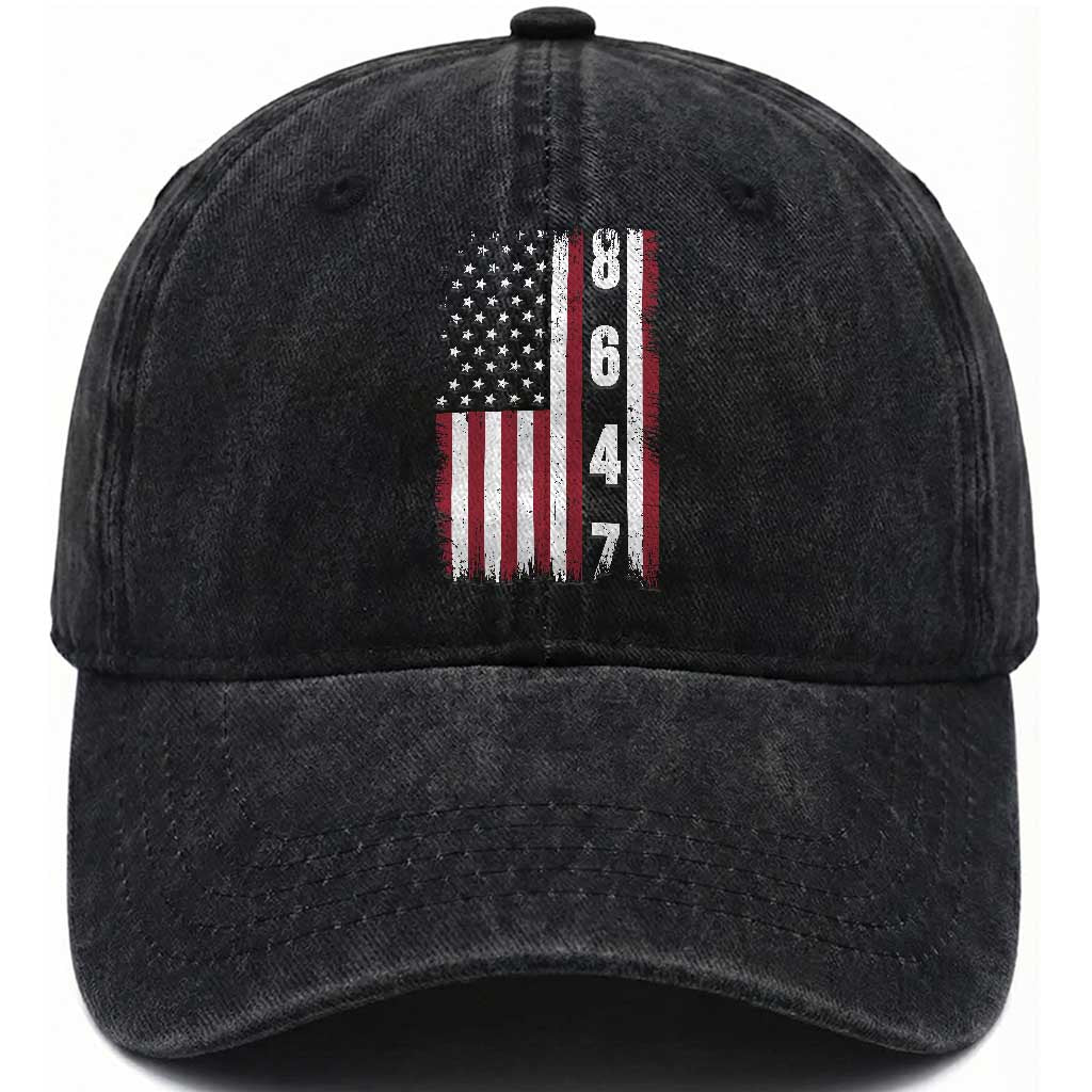 8647 Vintage US Flag Washed Cotton Baseball Cap Political Expression Apparel For Democrats