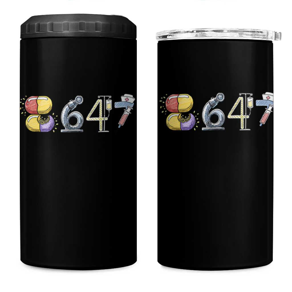 8647 Medical Professions Resist Graphic 4 in 1 Can Cooler Tumbler Healthcare Worker Freedom