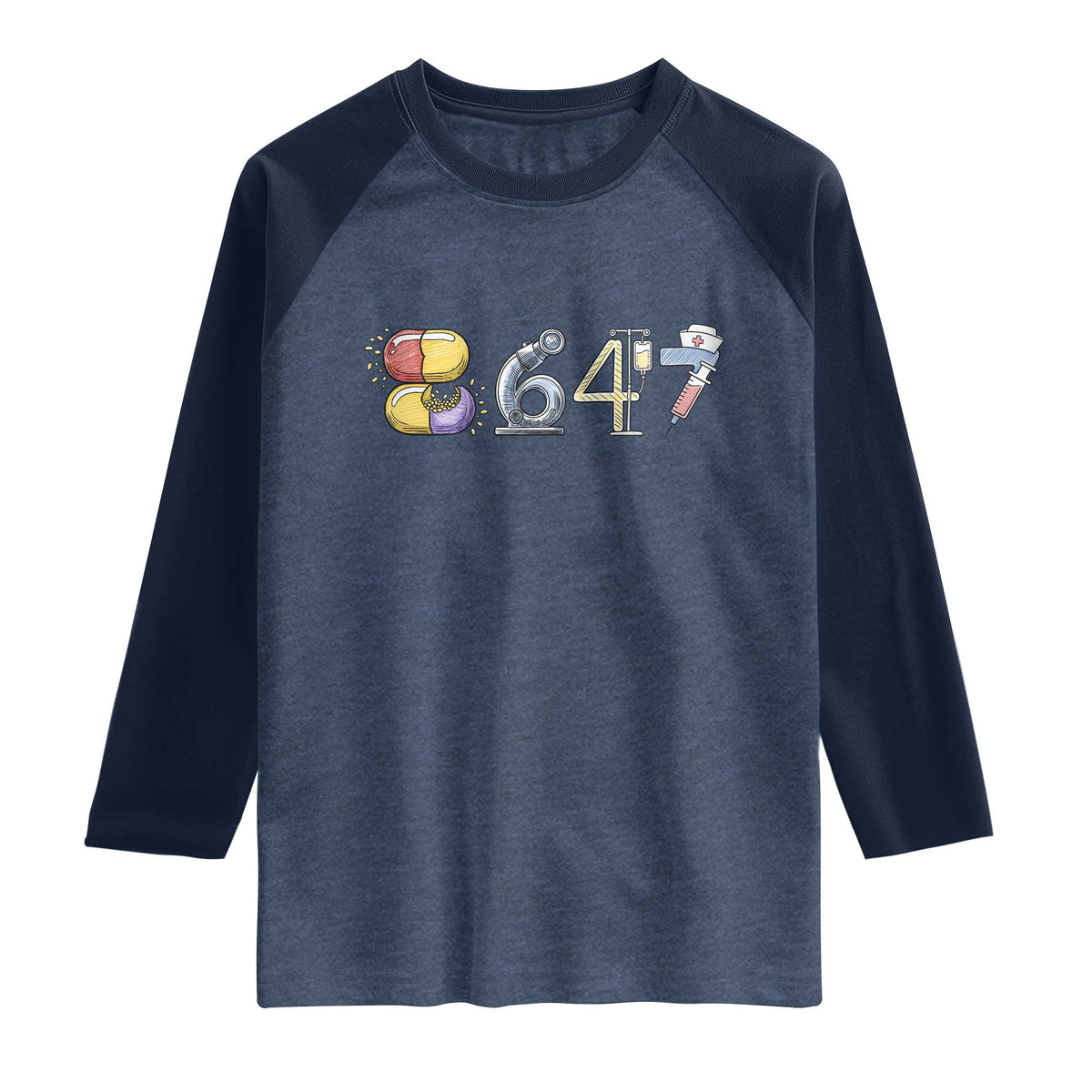 8647 Medical Professions Resist Graphic Raglan Shirt Healthcare Worker Freedom
