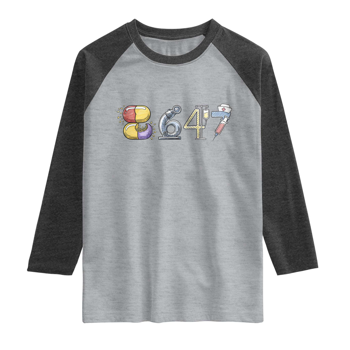 8647 Medical Professions Resist Graphic Raglan Shirt Healthcare Worker Freedom