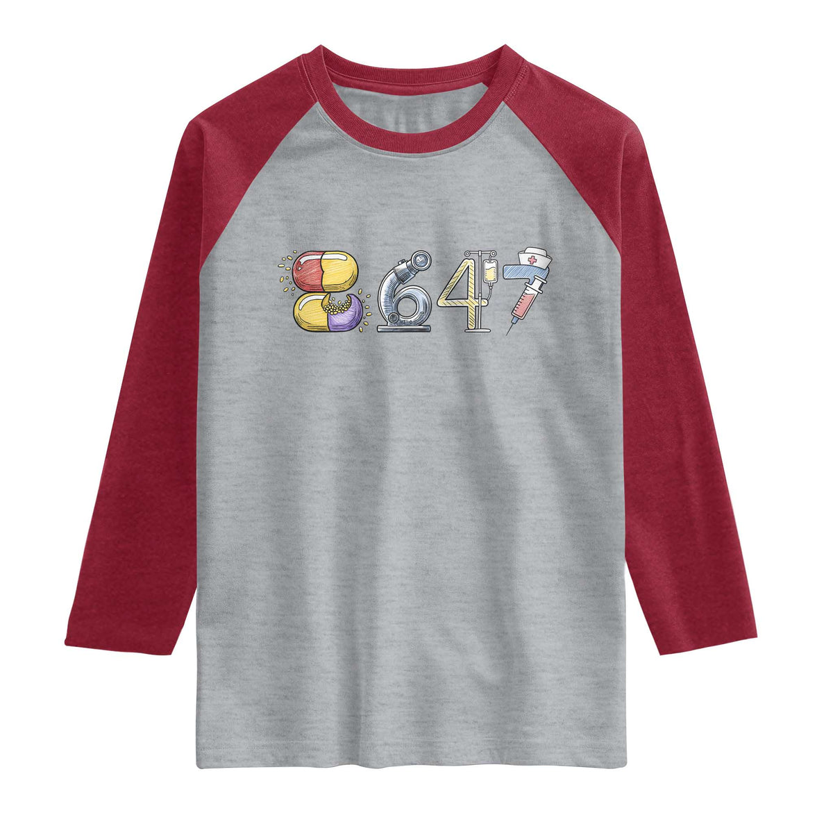 8647 Medical Professions Resist Graphic Raglan Shirt Healthcare Worker Freedom