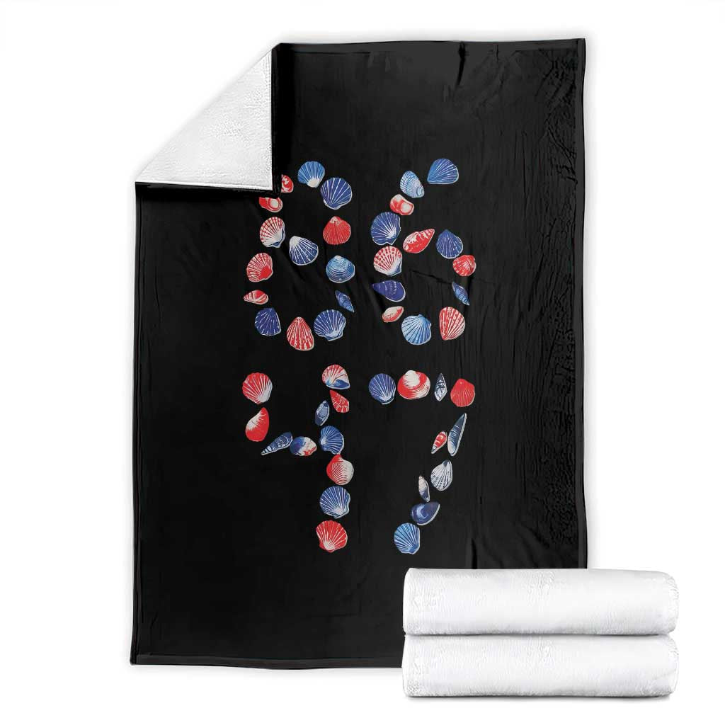 Red White Blue Seashell 8647 Throw Blanket Viral 2026 Beach Walk Satire Graphic