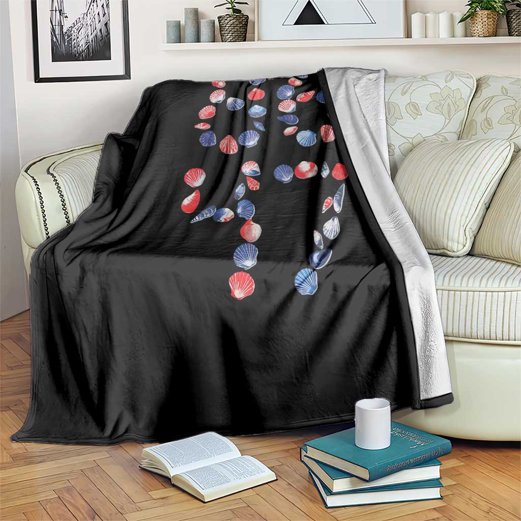 Red White Blue Seashell 8647 Throw Blanket Viral 2026 Beach Walk Satire Graphic