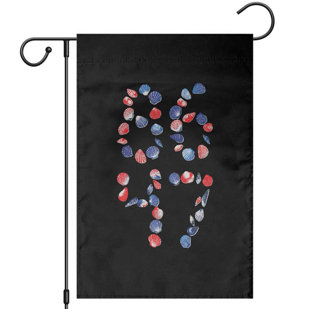 Red White Blue Seashell 8647 Garden Flag Viral 2026 Beach Walk Satire Graphic