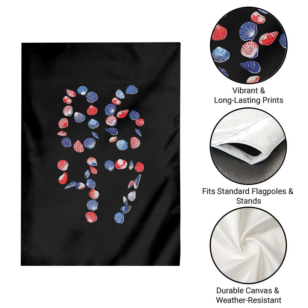 Red White Blue Seashell 8647 Garden Flag Viral 2026 Beach Walk Satire Graphic