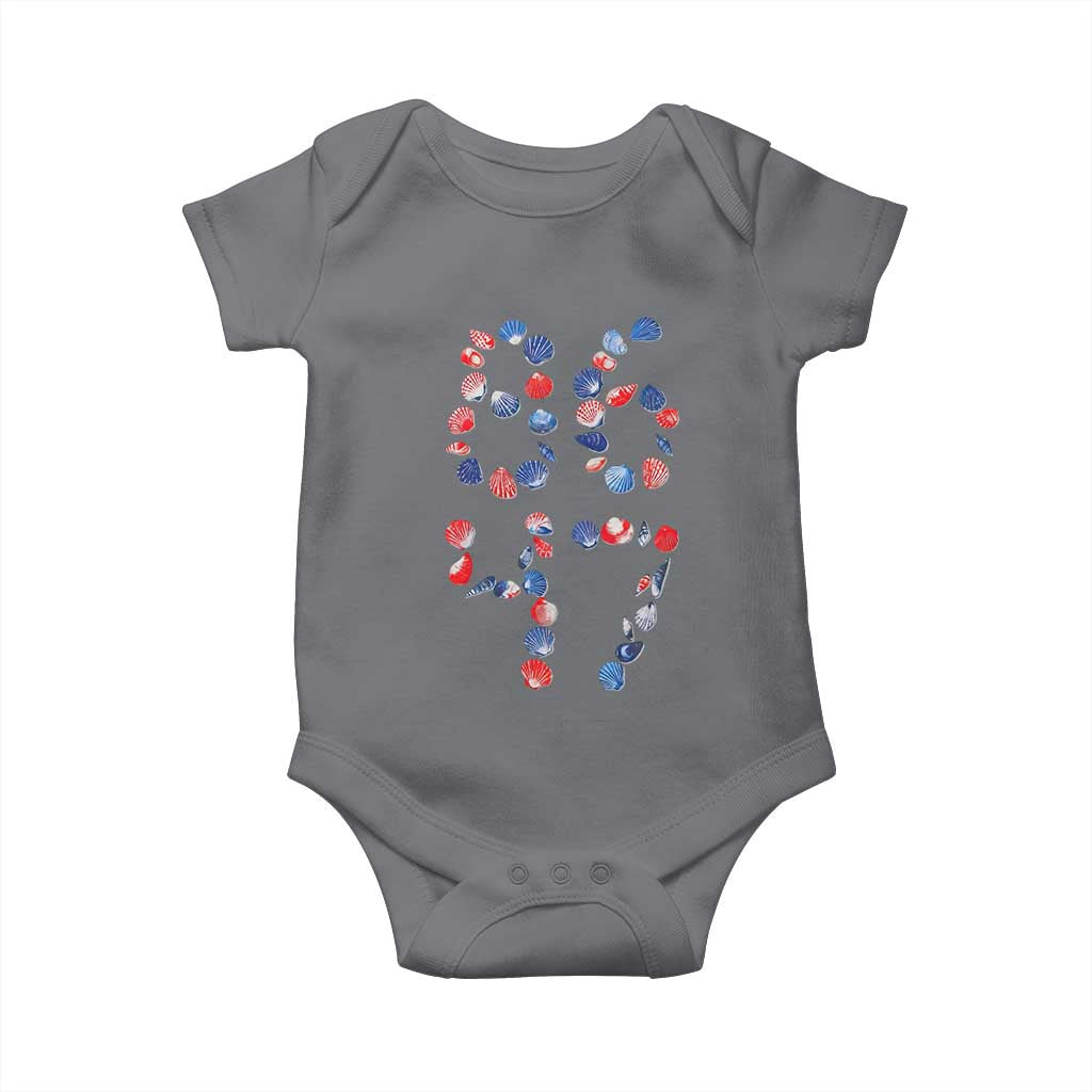 Red White Blue Seashell 8647 Baby Onesie Viral 2026 Beach Walk Satire Graphic