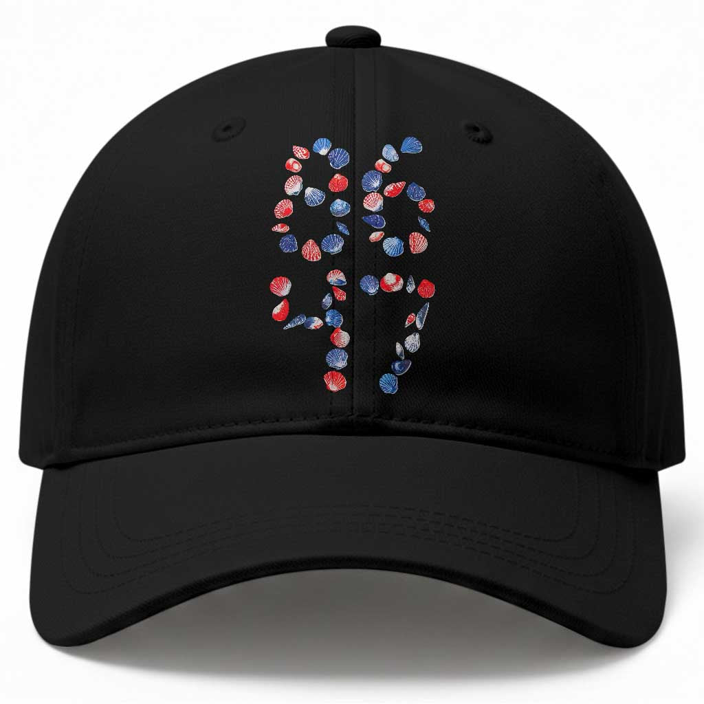 Red White Blue Seashell 8647 Baseball Cap Viral 2026 Beach Walk Satire Graphic