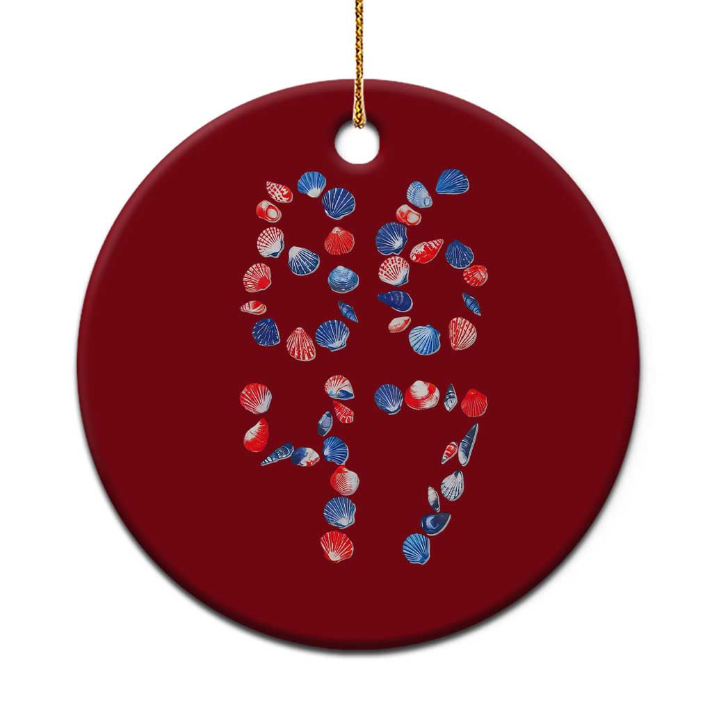 Red White Blue Seashell 8647 Ceramic Ornament Viral 2026 Beach Walk Satire Graphic