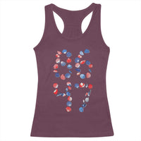 Red White Blue Seashell 8647 Racerback Tank Top Viral 2026 Beach Walk Satire Graphic