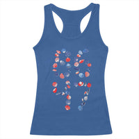 Red White Blue Seashell 8647 Racerback Tank Top Viral 2026 Beach Walk Satire Graphic