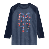Red White Blue Seashell 8647 Raglan Shirt Viral 2026 Beach Walk Satire Graphic