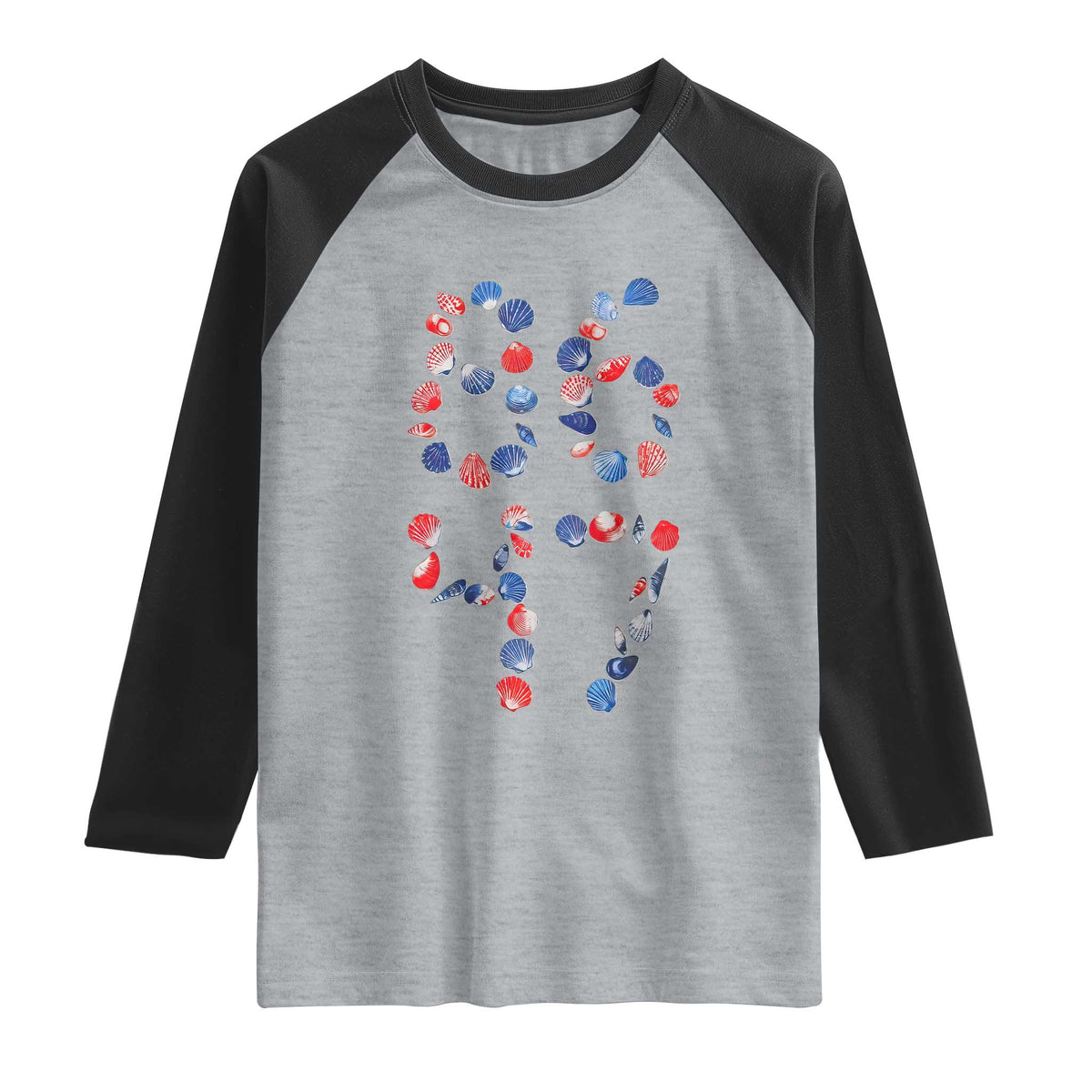 Red White Blue Seashell 8647 Raglan Shirt Viral 2026 Beach Walk Satire Graphic