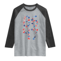Red White Blue Seashell 8647 Raglan Shirt Viral 2026 Beach Walk Satire Graphic