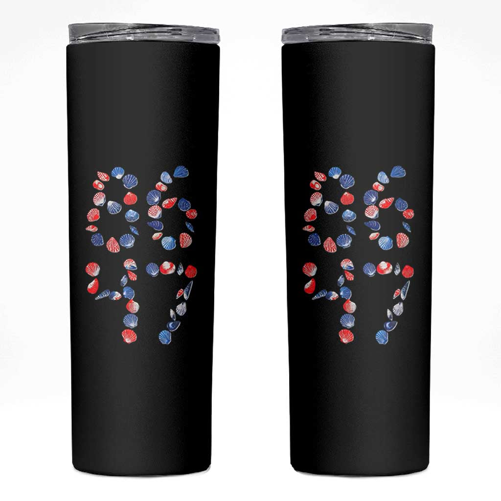 Red White Blue Seashell 8647 Skinny Tumbler Viral 2026 Beach Walk Satire Graphic