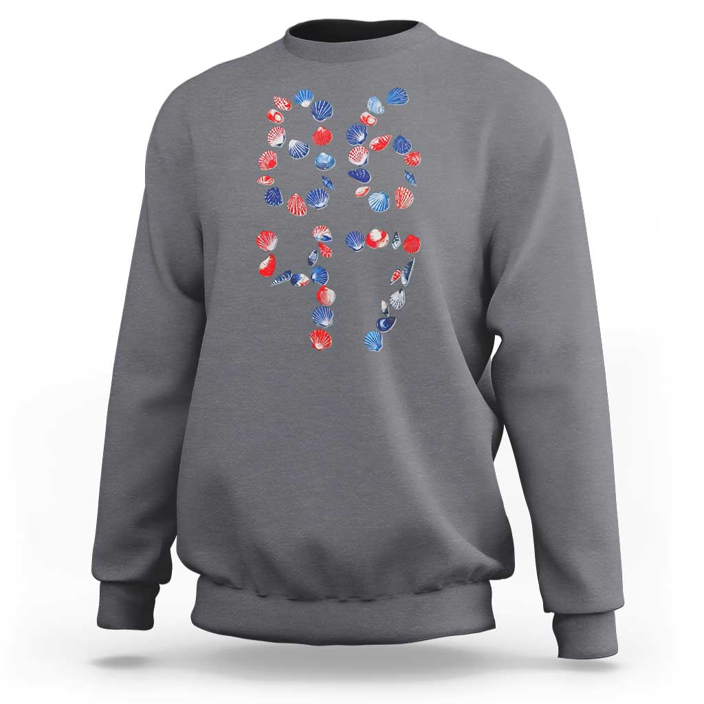 Red White Blue Seashell 8647 Sweatshirt Viral 2026 Beach Walk Satire Graphic