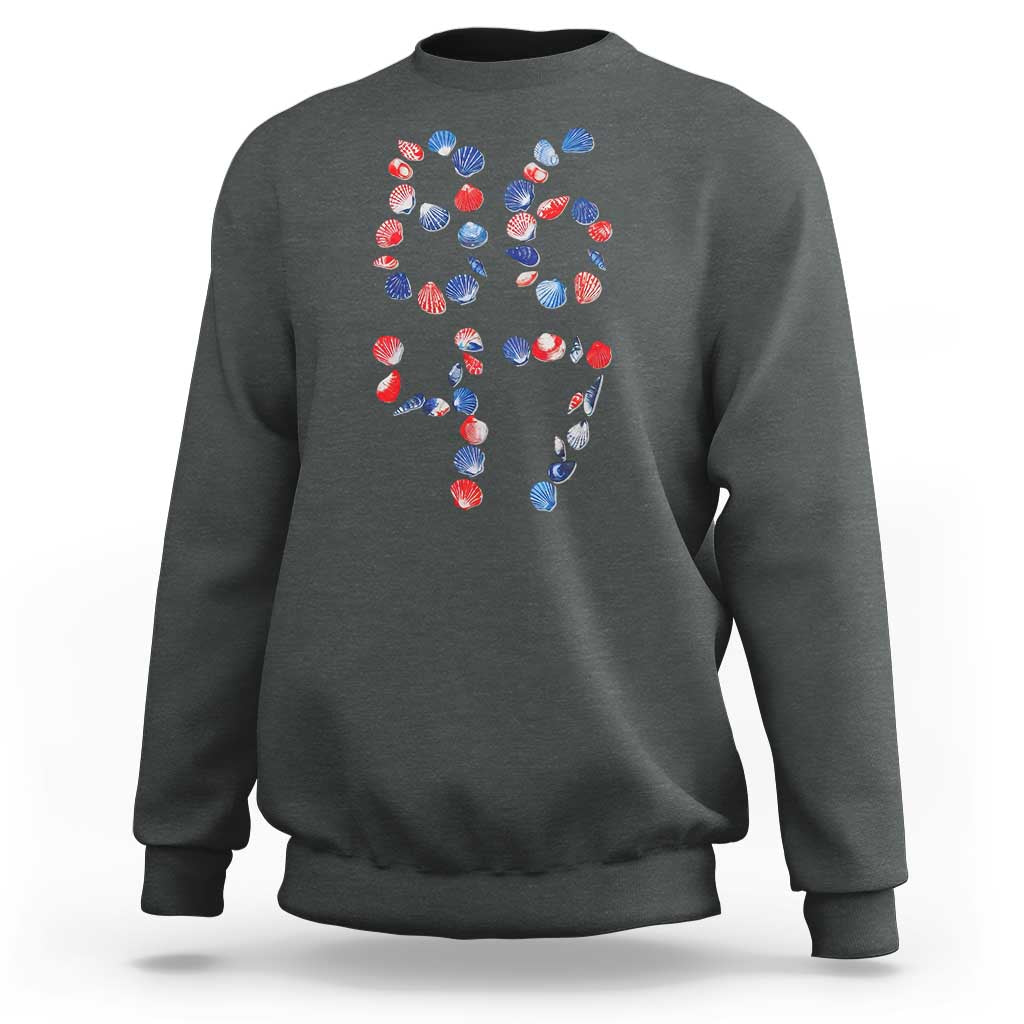 Red White Blue Seashell 8647 Sweatshirt Viral 2026 Beach Walk Satire Graphic