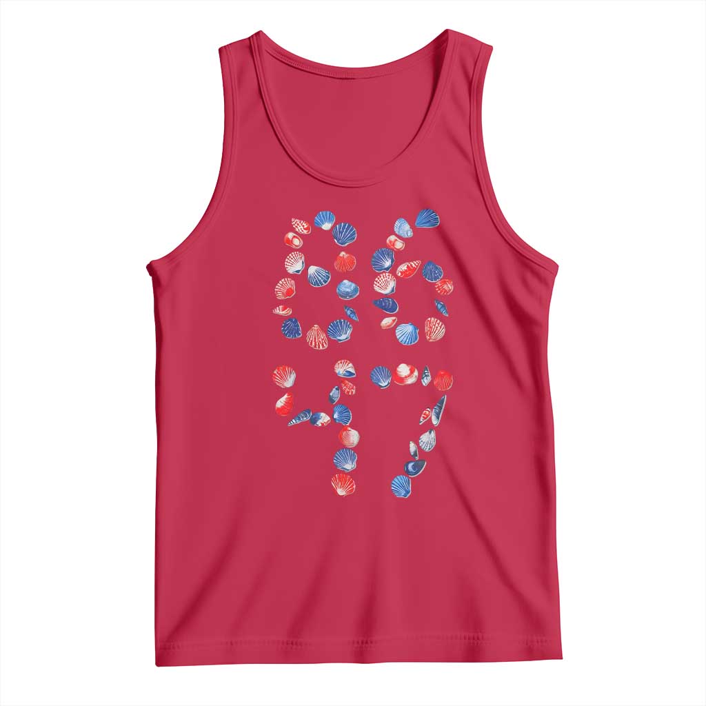 Red White Blue Seashell 8647 Tank Top Viral 2026 Beach Walk Satire Graphic