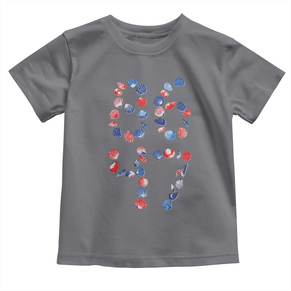 Red White Blue Seashell 8647 Toddler T Shirt Viral 2026 Beach Walk Satire Graphic
