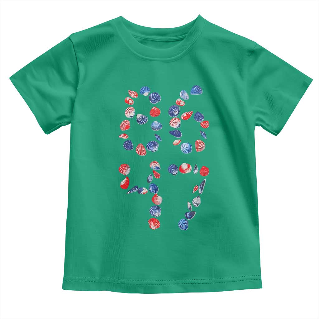 Red White Blue Seashell 8647 Toddler T Shirt Viral 2026 Beach Walk Satire Graphic