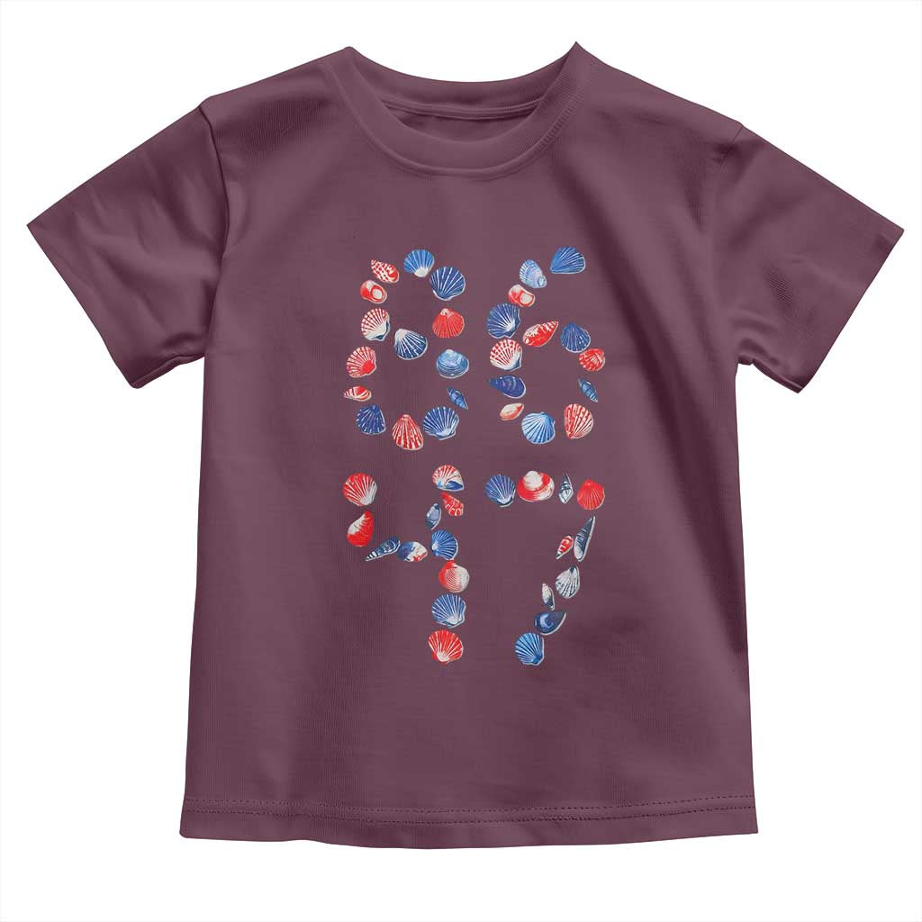 Red White Blue Seashell 8647 Toddler T Shirt Viral 2026 Beach Walk Satire Graphic