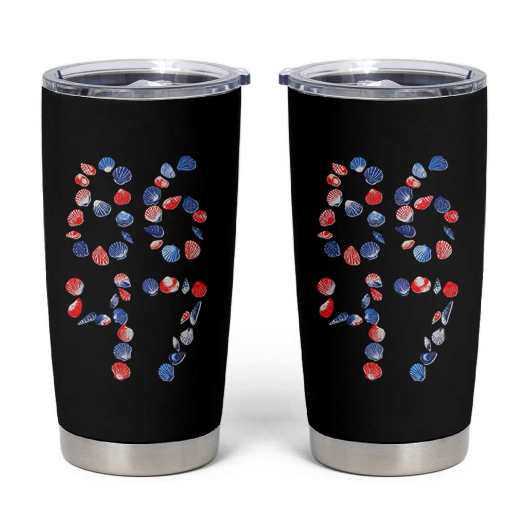 Red White Blue Seashell 8647 Tumbler Cup Viral 2026 Beach Walk Satire Graphic