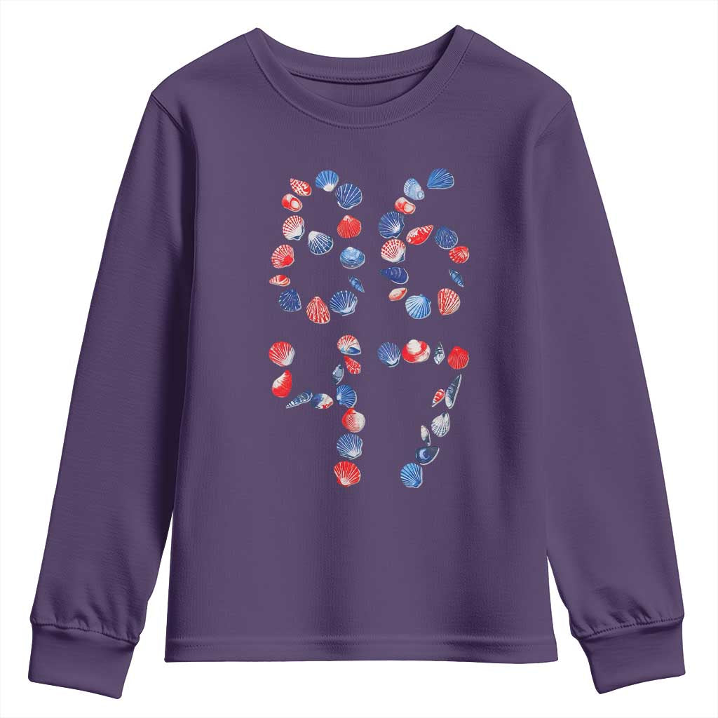 Red White Blue Seashell 8647 Youth Sweatshirt Viral 2026 Beach Walk Satire Graphic