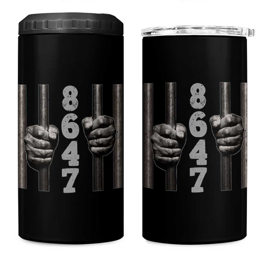 Funny 8647 Jail 4 in 1 Can Cooler Tumbler Freedom Protest Satire Graphic Gift