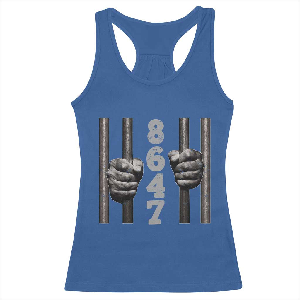 Funny 8647 Jail Racerback Tank Top Freedom Protest Satire Graphic Gift