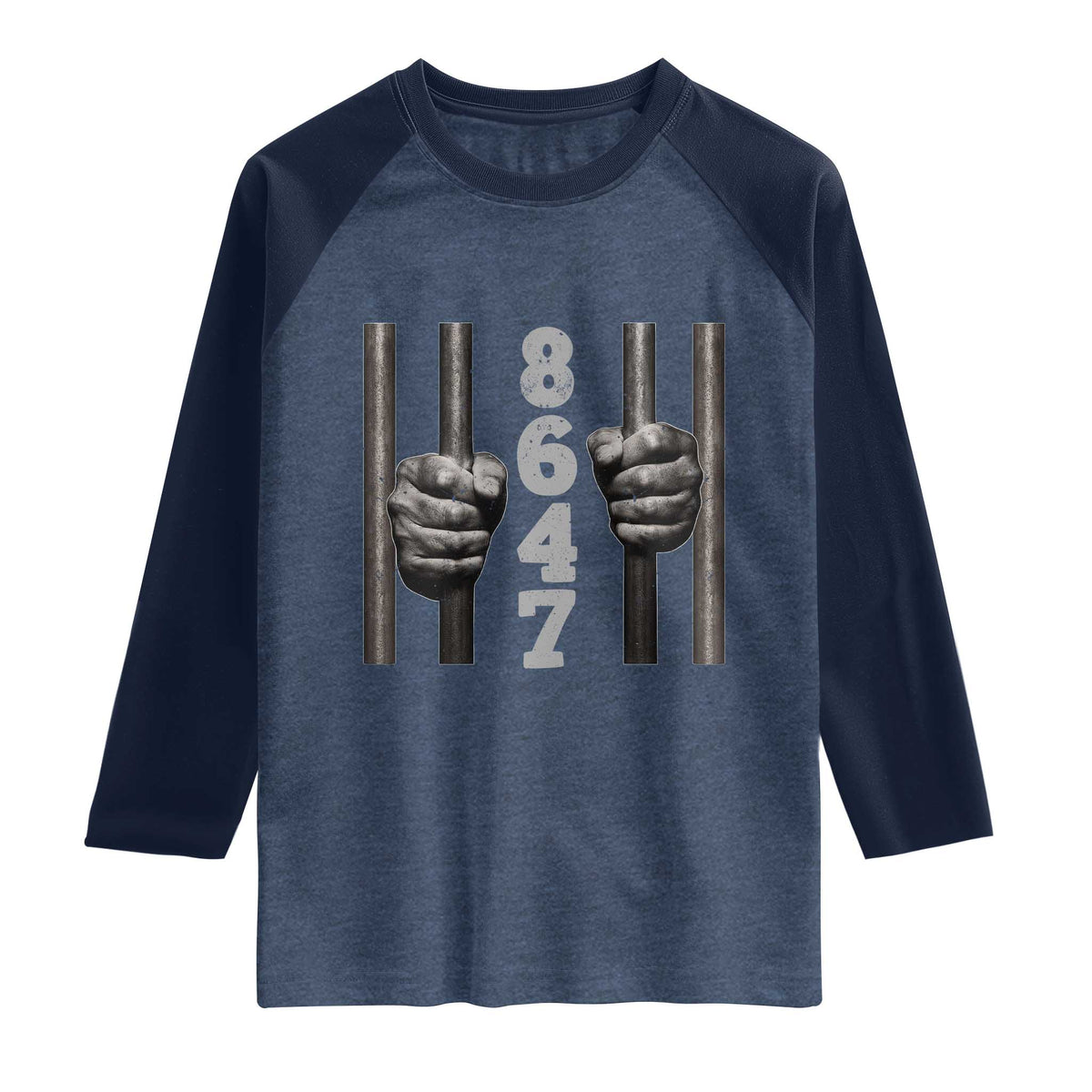 Funny 8647 Jail Raglan Shirt Freedom Protest Satire Graphic Gift