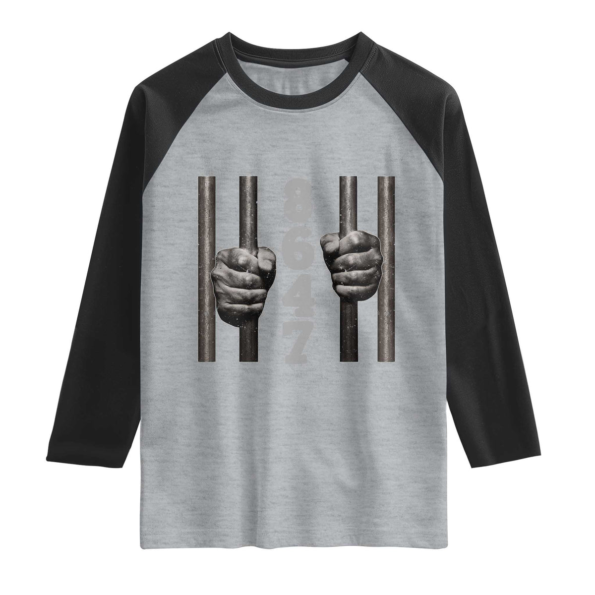 Funny 8647 Jail Raglan Shirt Freedom Protest Satire Graphic Gift