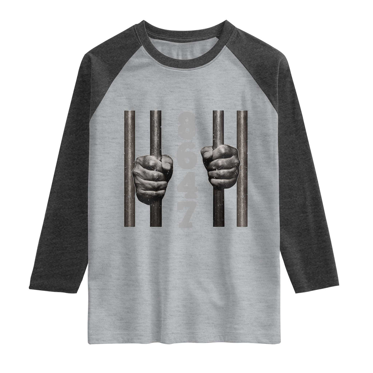 Funny 8647 Jail Raglan Shirt Freedom Protest Satire Graphic Gift