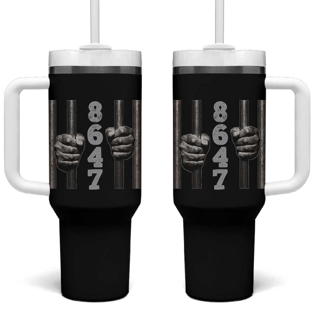 Funny 8647 Jail Tumbler With Handle Freedom Protest Satire Graphic Gift