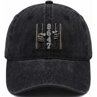 Funny 8647 Jail Washed Cotton Baseball Cap Freedom Protest Satire Graphic Gift