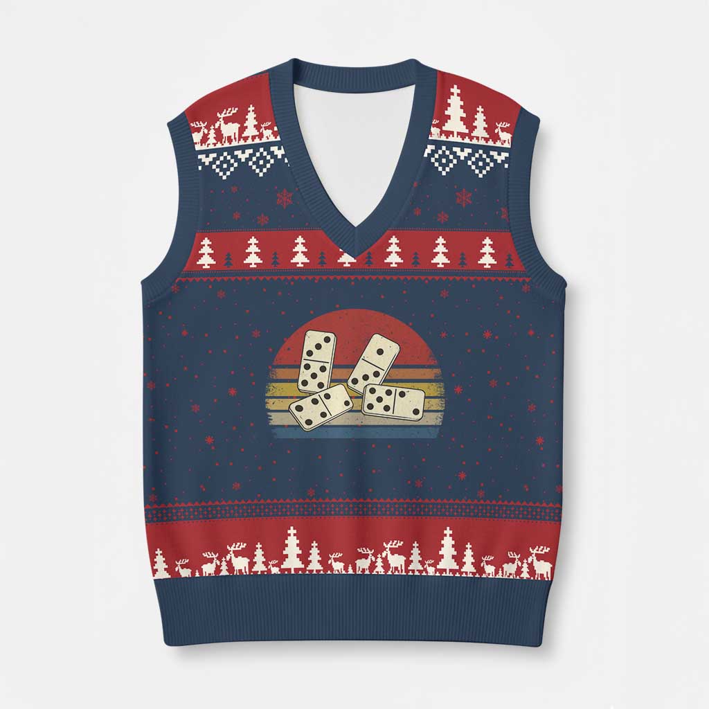 Vintage Domino Player 8647 V-Neck Knit Sweater Vest Board Game Subtle Protest