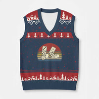 Vintage Domino Player 8647 V-Neck Knit Sweater Vest Board Game Subtle Protest