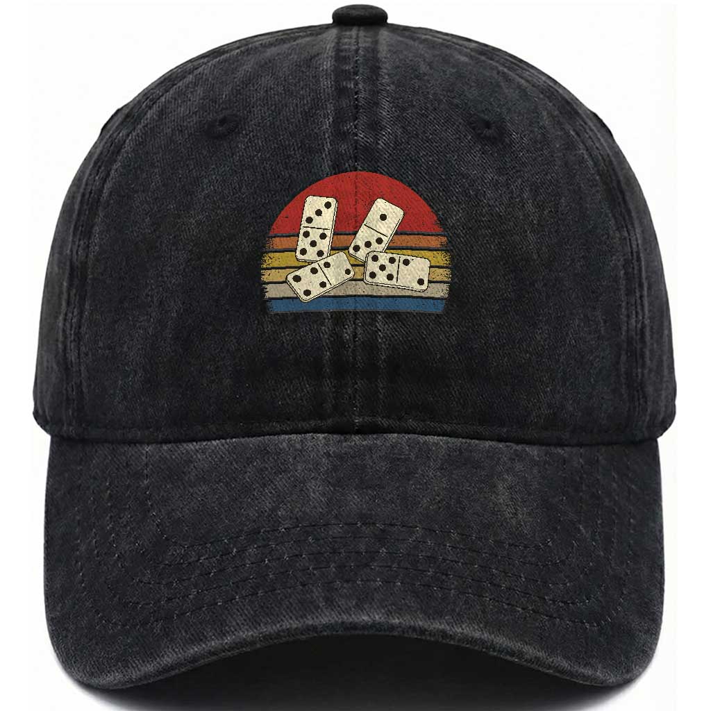 Vintage Domino Player 8647 Washed Cotton Baseball Cap Board Game Subtle Protest