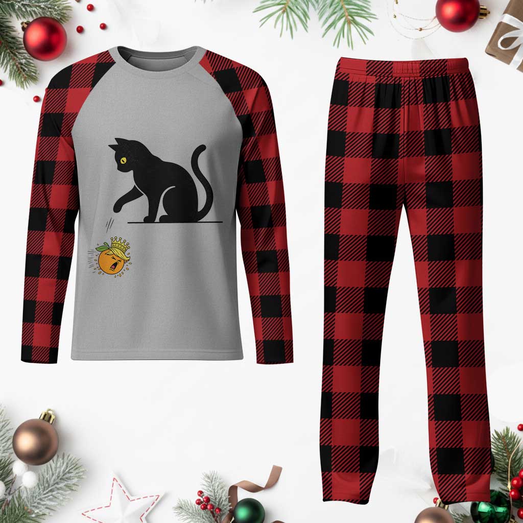 Funny No Kings Black Cat Plaid Pajama Set Rebellious Cat Lover Gift