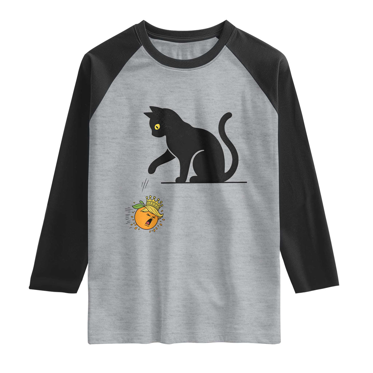 Funny No Kings Black Cat Raglan Shirt Rebellious Cat Lover Gift