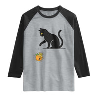 Funny No Kings Black Cat Raglan Shirt Rebellious Cat Lover Gift