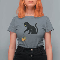 Funny No Kings Black Cat T Shirt For Women Rebellious Cat Lover Gift